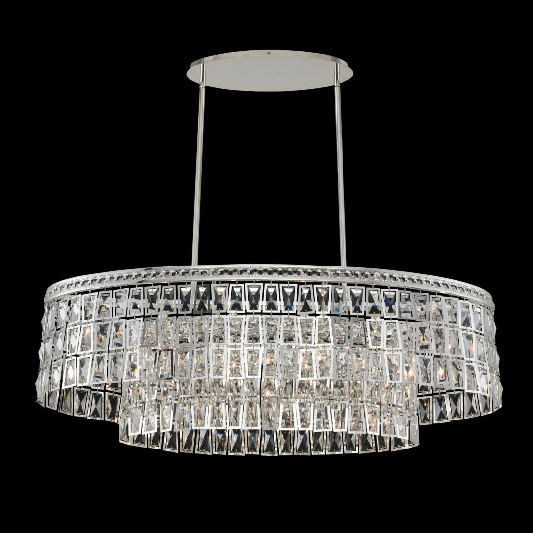 Allegri  Kasturi 42 Inch Island Linear Chandeliers Allegri Polished Silver  