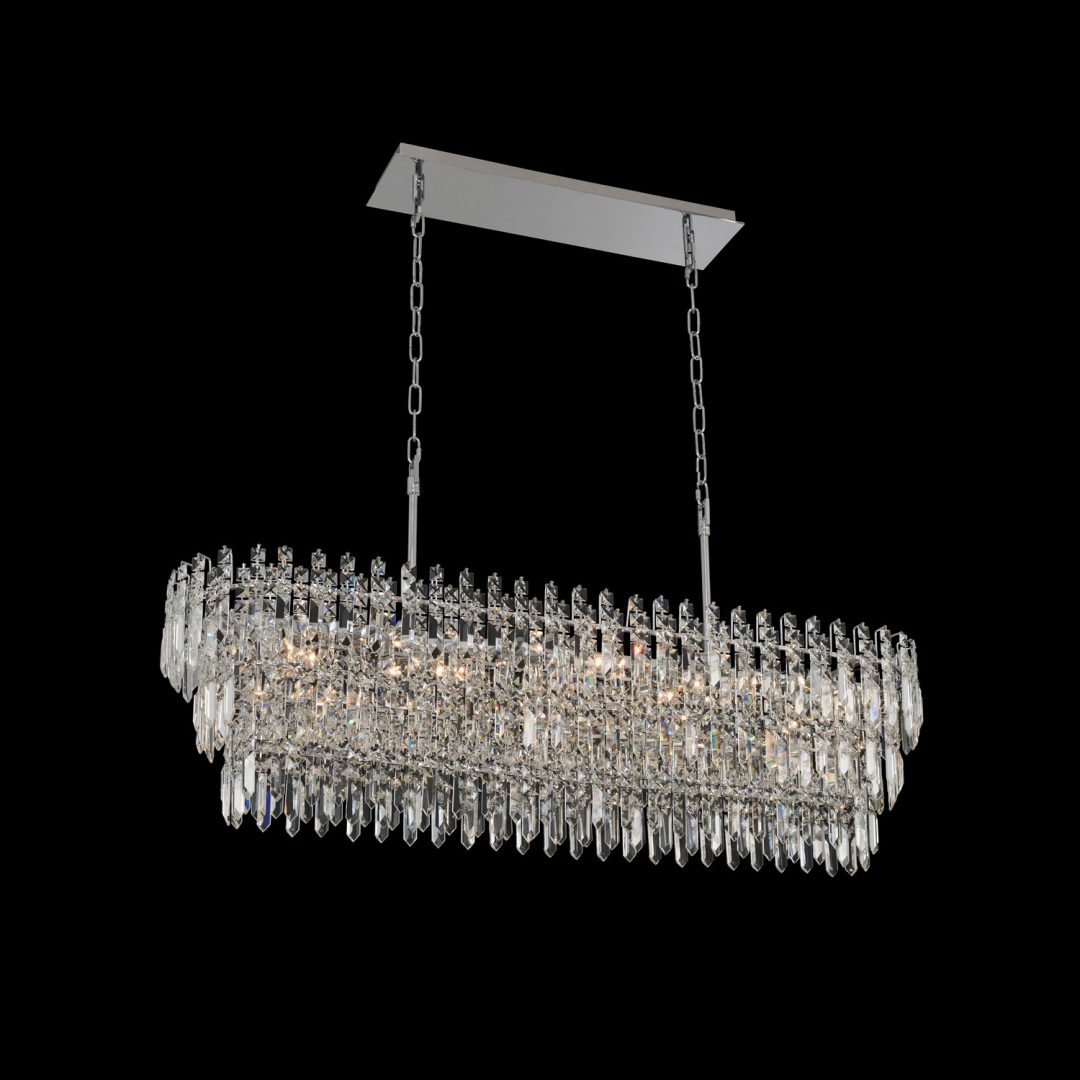 Allegri  Pandoro 44 Inch Island Light Linear Chandeliers Allegri Chrome  