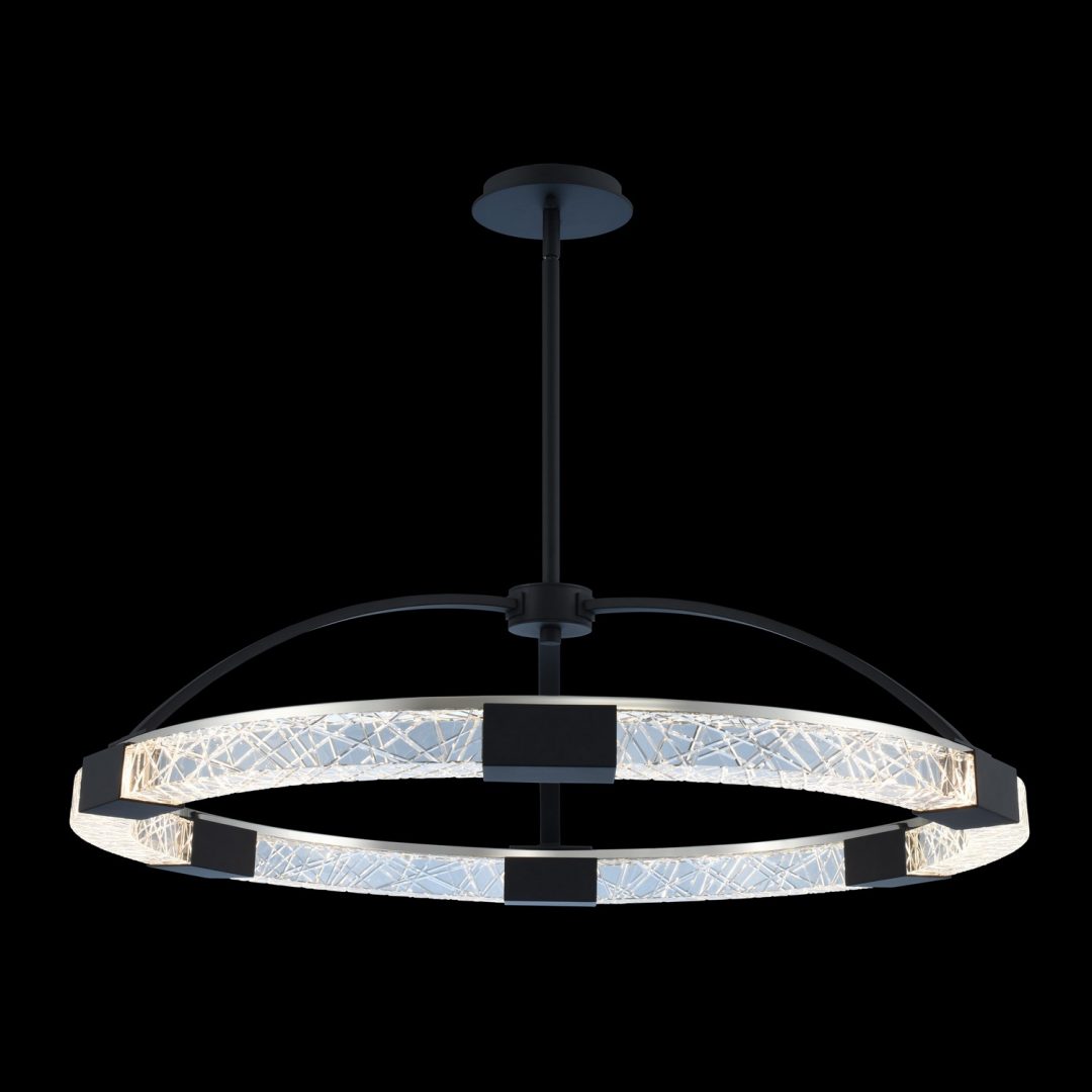 Allegri  Athena 32 Inch LED Pendant Pendant Allegri Matte Black w/ Polished Nickel  