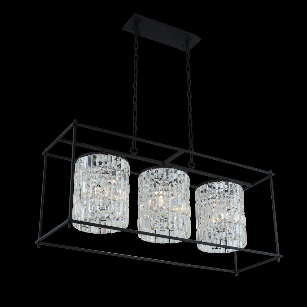 Allegri  Joni 44 Inch Island Linear Chandeliers Allegri Matte Black  