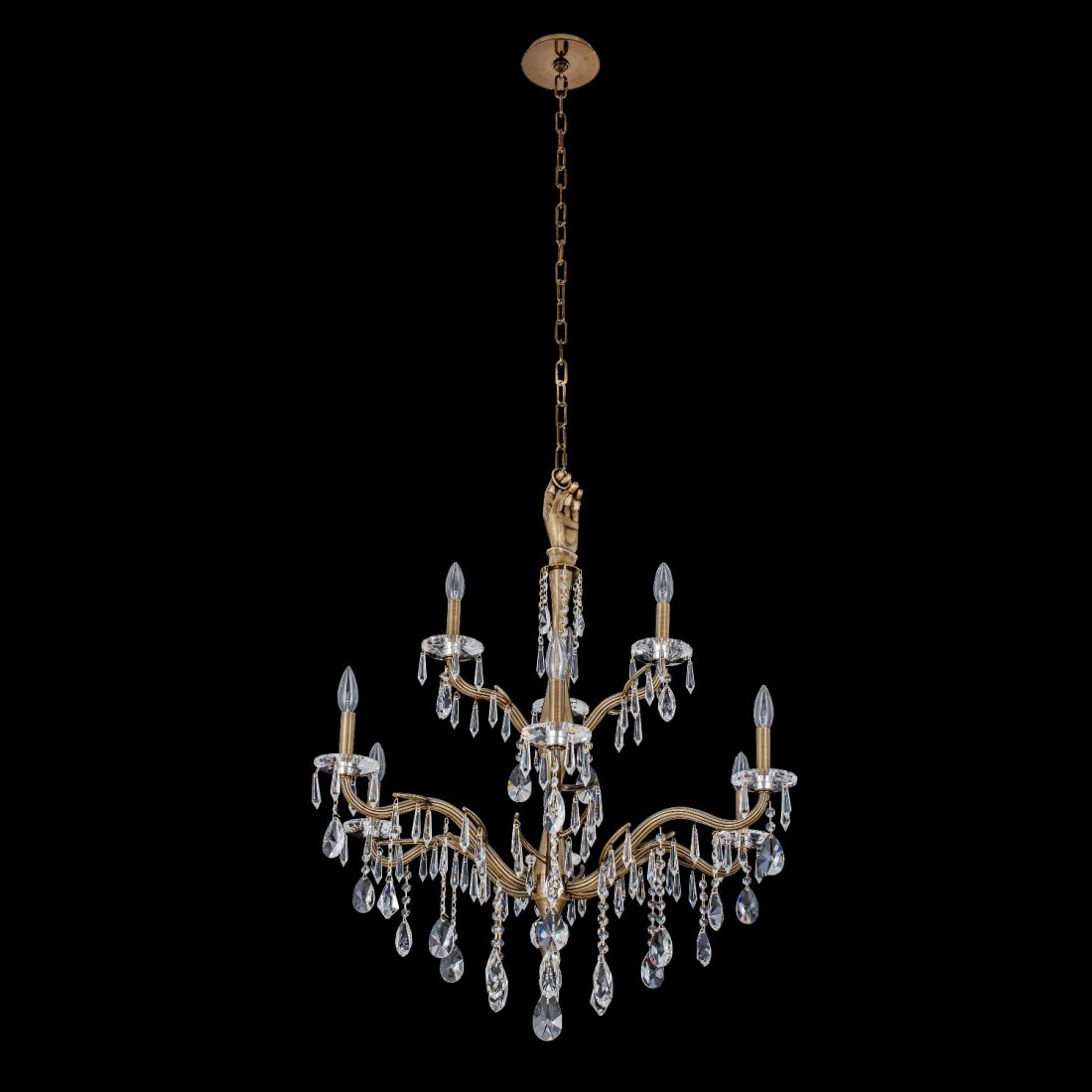 Allegri  Venere 9 Light 2 Tier Chandelier Chandelier Allegri Historic Brass  