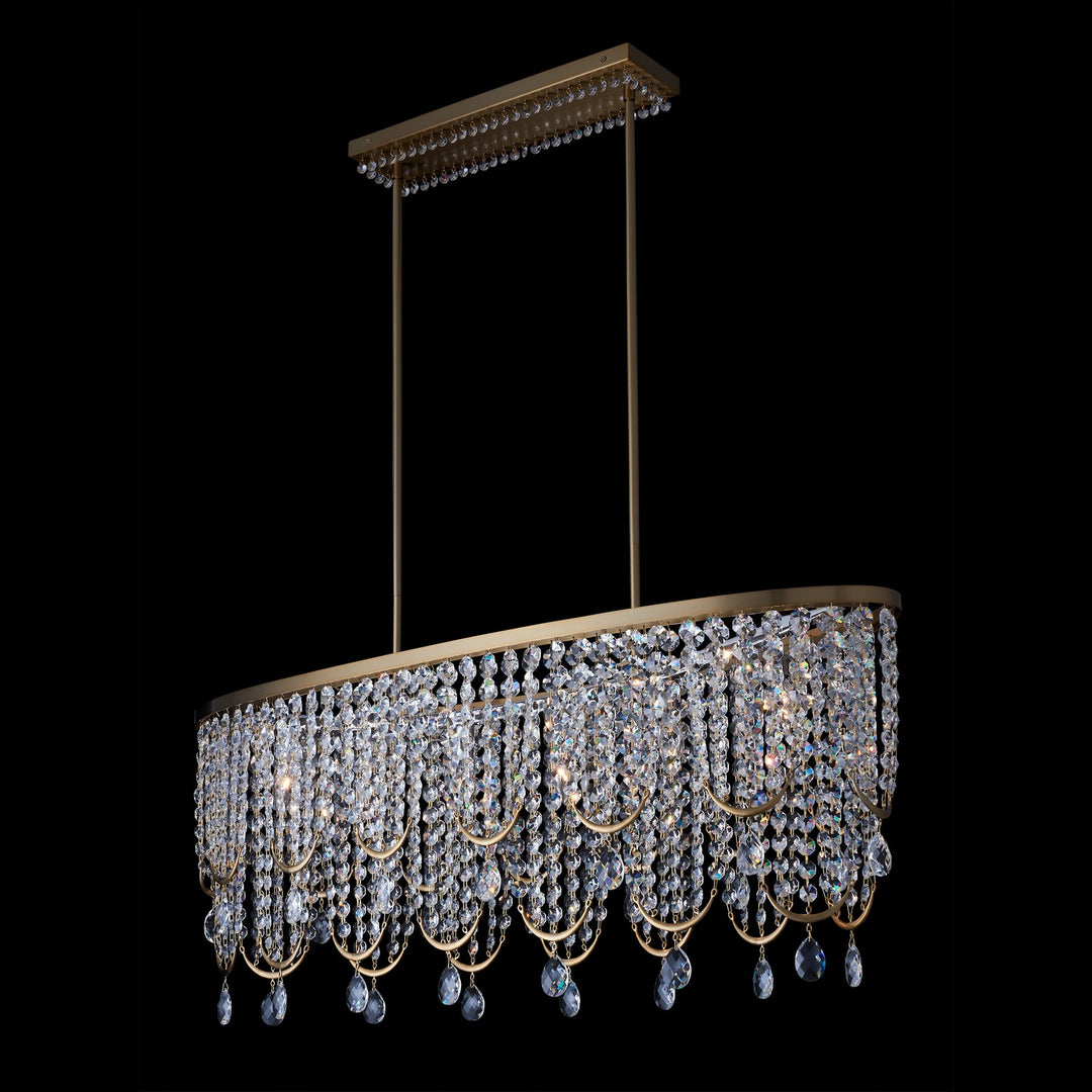 Allegri  Vezzo 44 Inch Island Light Linear Chandeliers Allegri Winter Brass  