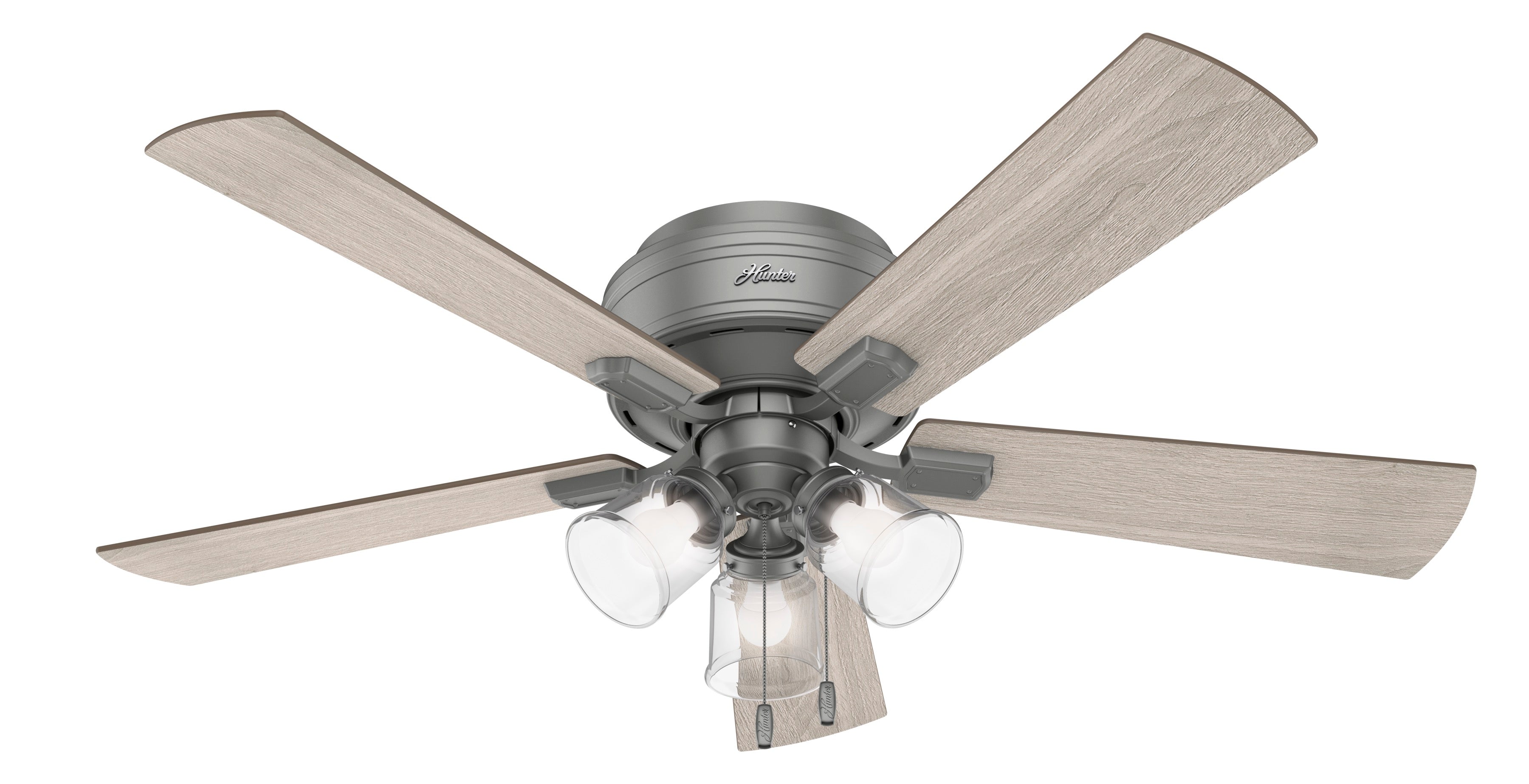 Hunter 52 inch Crestfield Low Profile Ceiling Fan with LED Light Kit and Pull Chain Ceiling Fan Hunter   