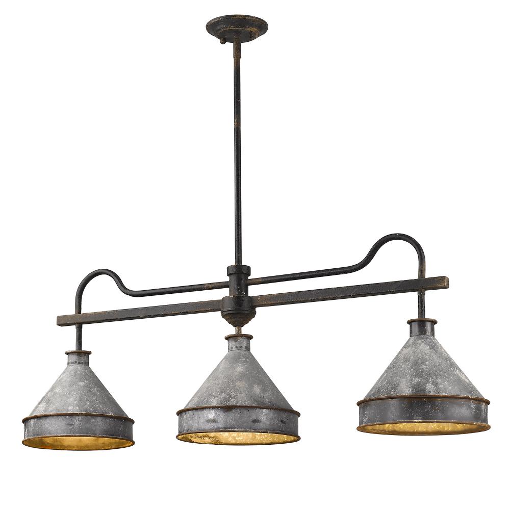 Jasper Linear Pendant in Antique Black Iron (HCX1) by Golden Chandeliers LG Floor Sample Default Title  