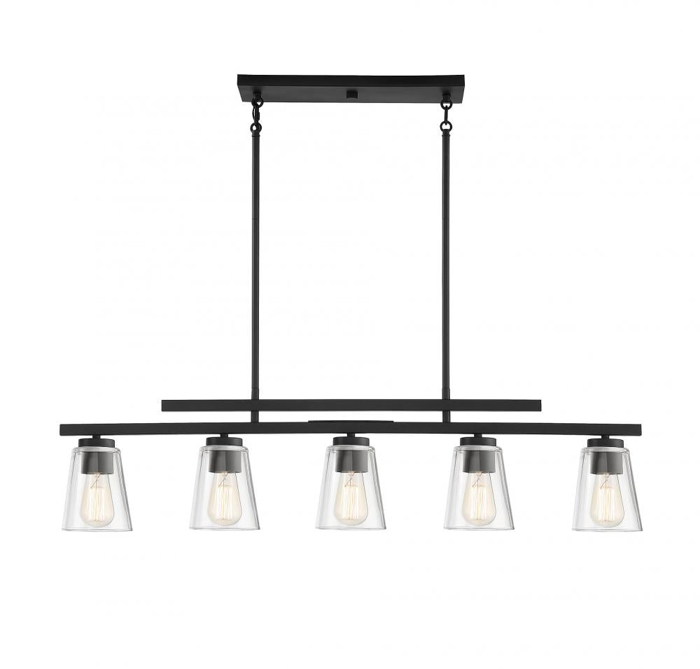 Calhoun 5-Light Linear Chandelier in Matte Black (AHL7G) by Savoy House Linear Chandeliers LG Floor Sample Default Title  