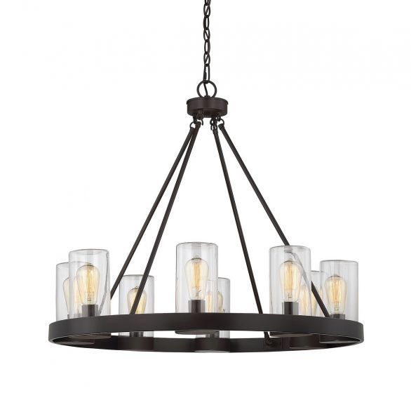 Savoy House Inman Outdoor | Chandelier Outdoor Hanging Lights Savoy House 32x32x27.63 Bronze Clear Glass