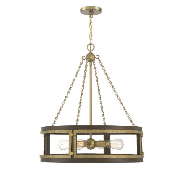 Savoy House Lakefield Pendant Pendant Savoy House Burnished Brass with Walnut 4 