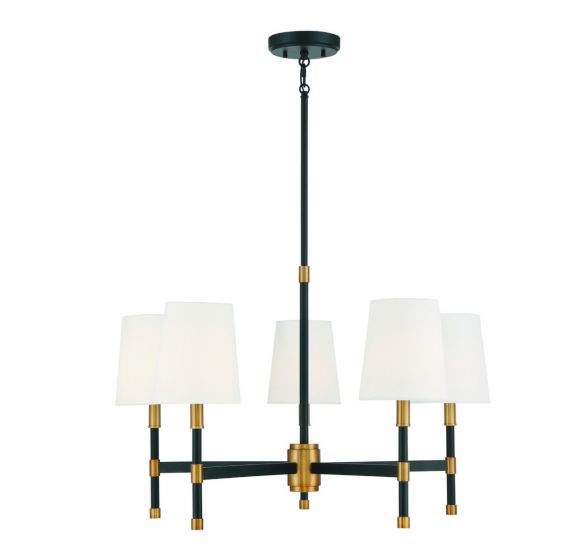 Essentials Brody Chandelier Chandelier Essentials Matte Black with Warm Brass Accents 5 