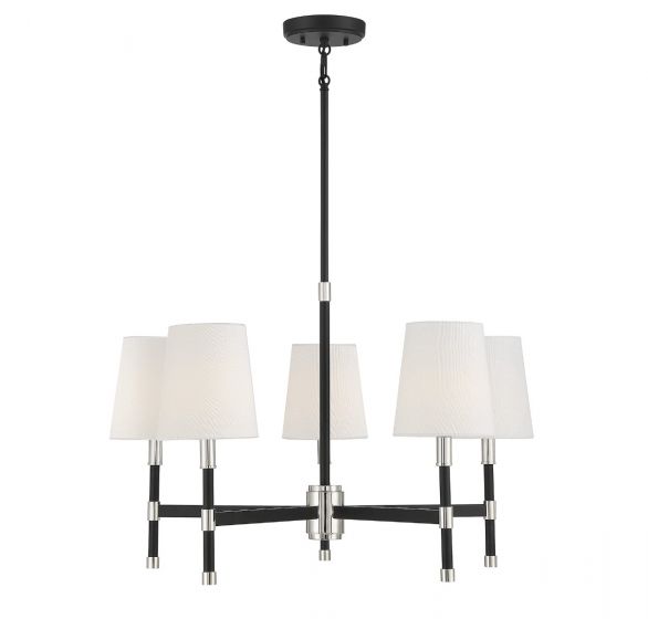 Essentials Brody Chandelier Chandelier Essentials Matte Black with Polished Nickel Accents 5 