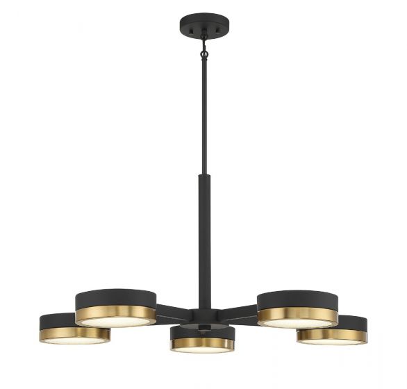 Savoy House Ashor Chandelier Chandelier Savoy House Matte Black with Warm Brass Accents 5 