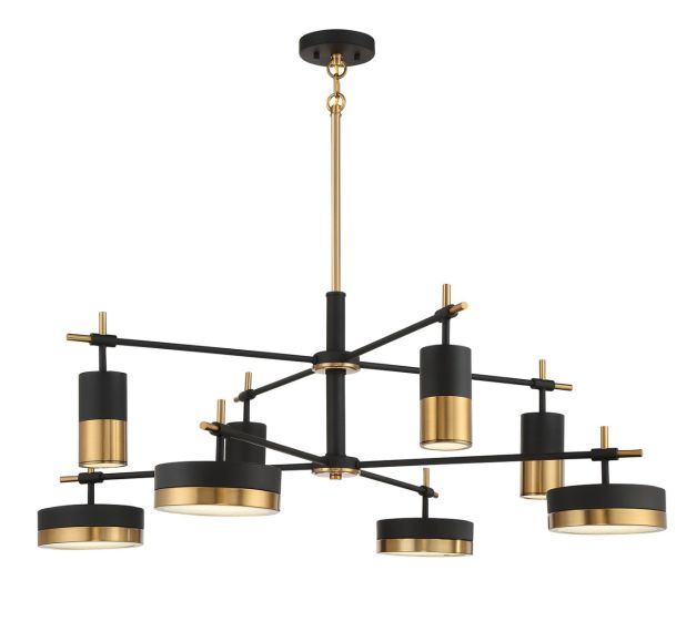 Savoy House Ashor Chandelier Chandelier Savoy House Matte Black with Warm Brass Accents 8 