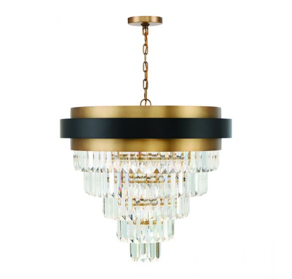 Savoy House Marquise Chandelier Chandelier Savoy House Matte Black with Warm Brass Accents 9 