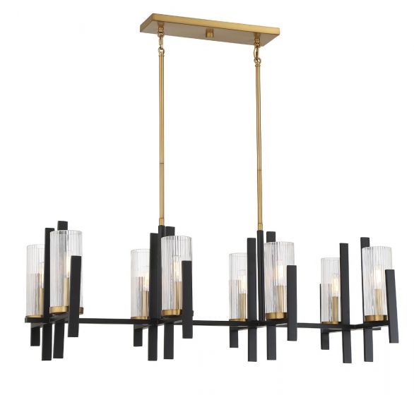 Savoy House Midland Chandelier Chandelier Savoy House Matte Black with Warm Brass Accents 8 