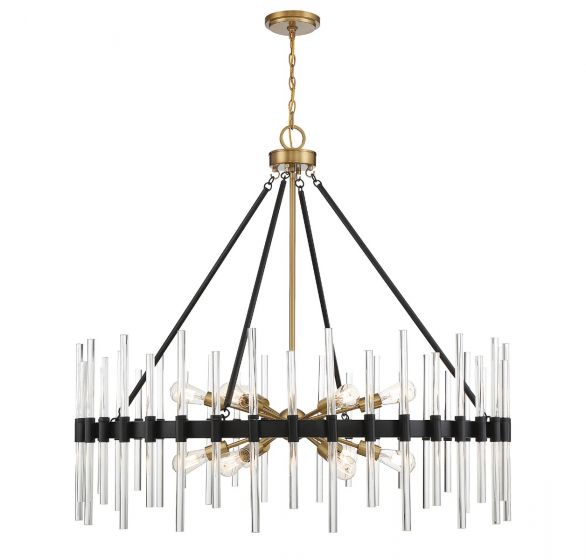 Savoy House Santiago Chandelier Chandelier Savoy House Matte Black with Warm Brass Accents 12 