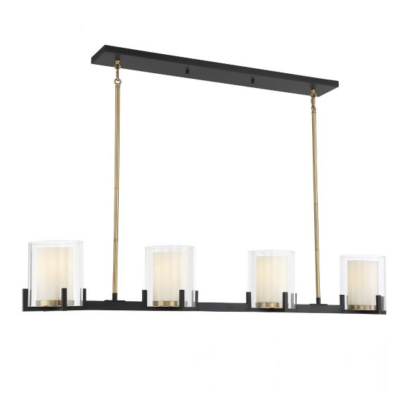 Savoy House Eaton Chandelier Chandelier Savoy House Matte Black with Warm Brass Accents 4 