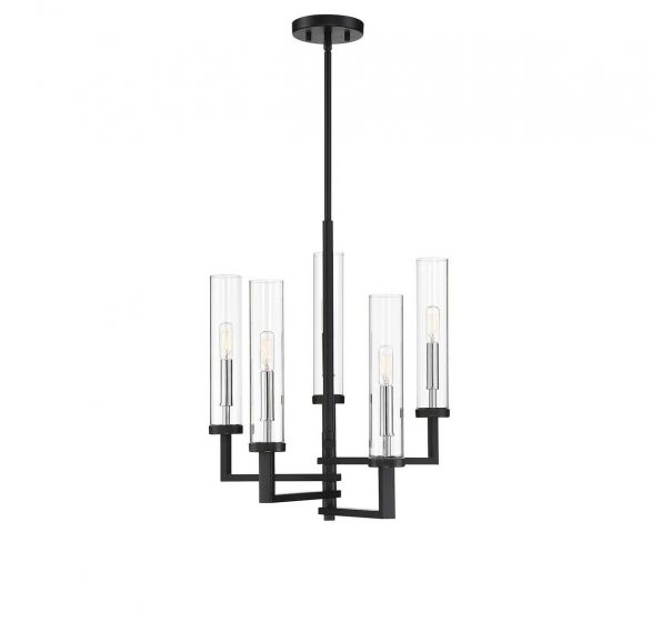 Savoy House Folsom Chandelier Chandelier Savoy House Matte Black with Polished Chrome Accents 5 