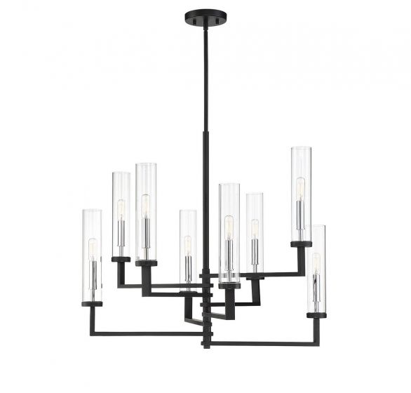 Savoy House Folsom Chandelier Chandelier Savoy House Matte Black with Polished Chrome Accents 8 