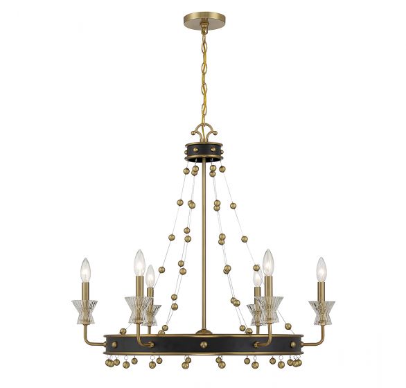 Savoy House Iris Chandelier Chandelier Savoy House Matte Black with Warm Brass 6 