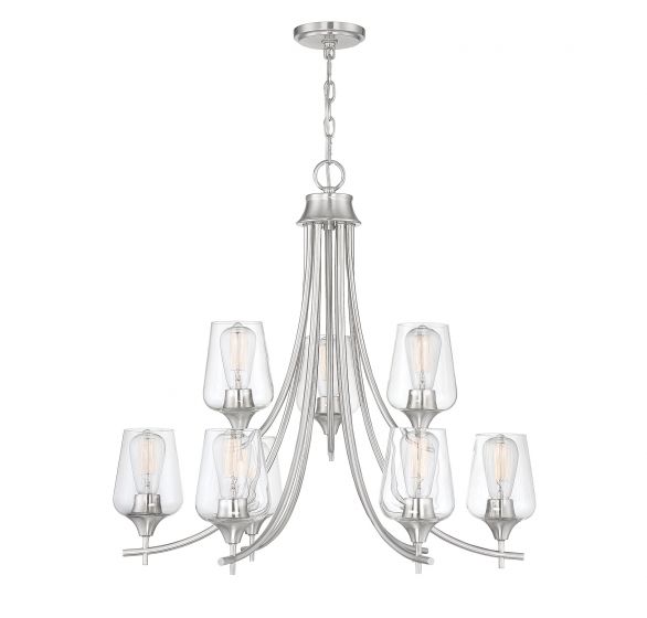 Essentials Octave Chandelier Chandelier Essentials Satin Nickel 9 