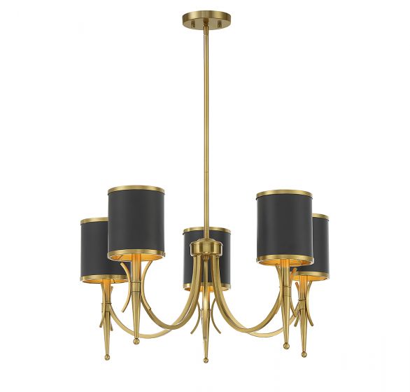 Savoy House Quincy Chandelier Chandelier Savoy House Matte Black with Warm Brass 5 