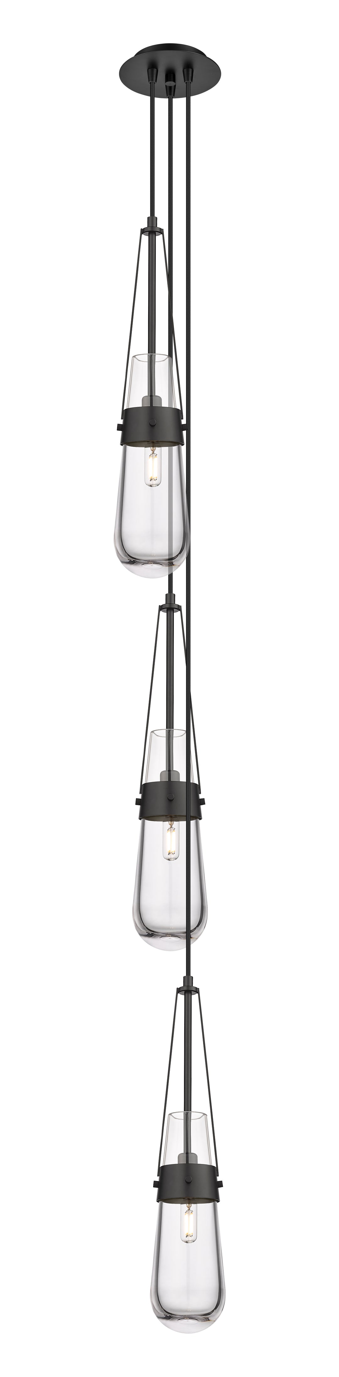 Innovations Lighting Milan 4" Multi Pendant - Matte Black Pendants Innovations Lighting Clear ; Glass Type: Clear  