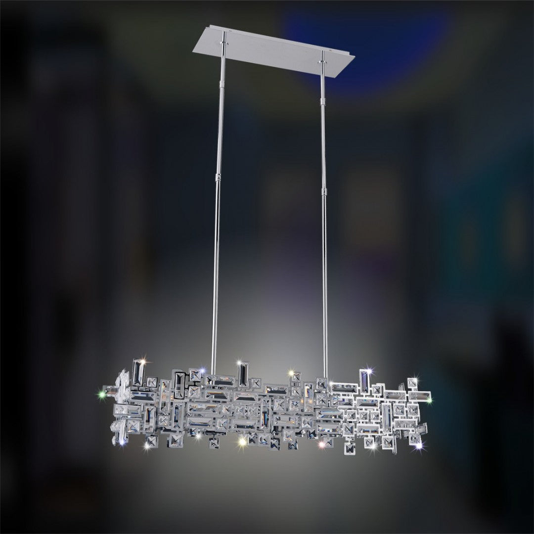 Allegri  Vermeer 6 Light Island Linear Chandeliers Allegri Chrome  