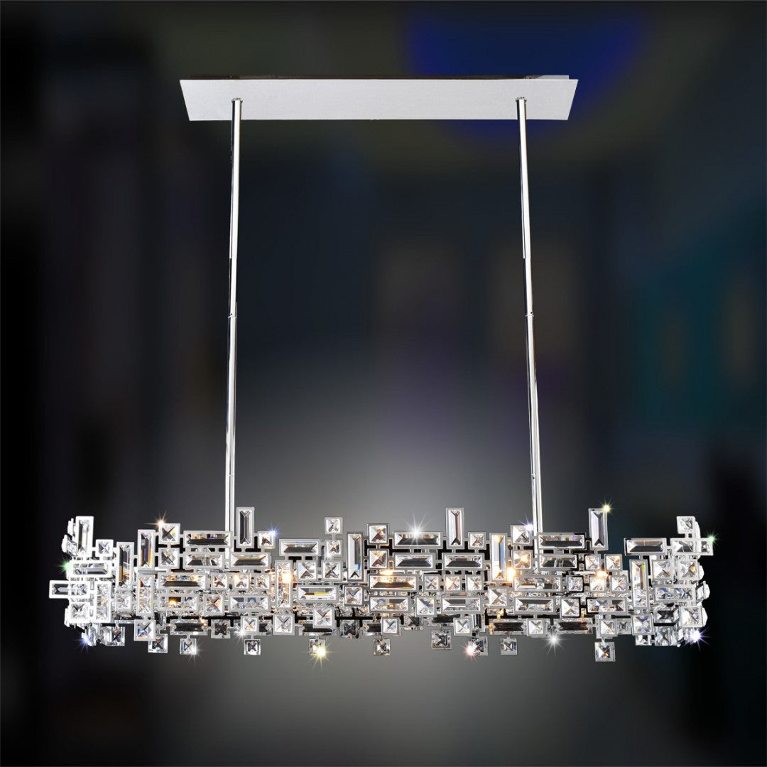 Allegri  Vermeer 8 Light Island Linear Chandeliers Allegri Chrome  