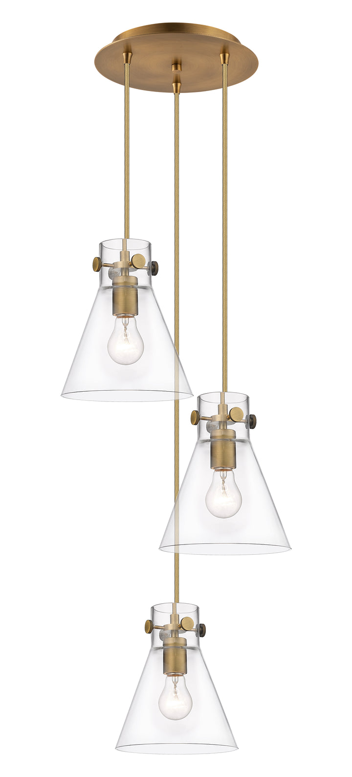 Innovations Lighting Newton Cone 8" Multi Pendant - Brushed Brass Pendants Innovations Lighting   