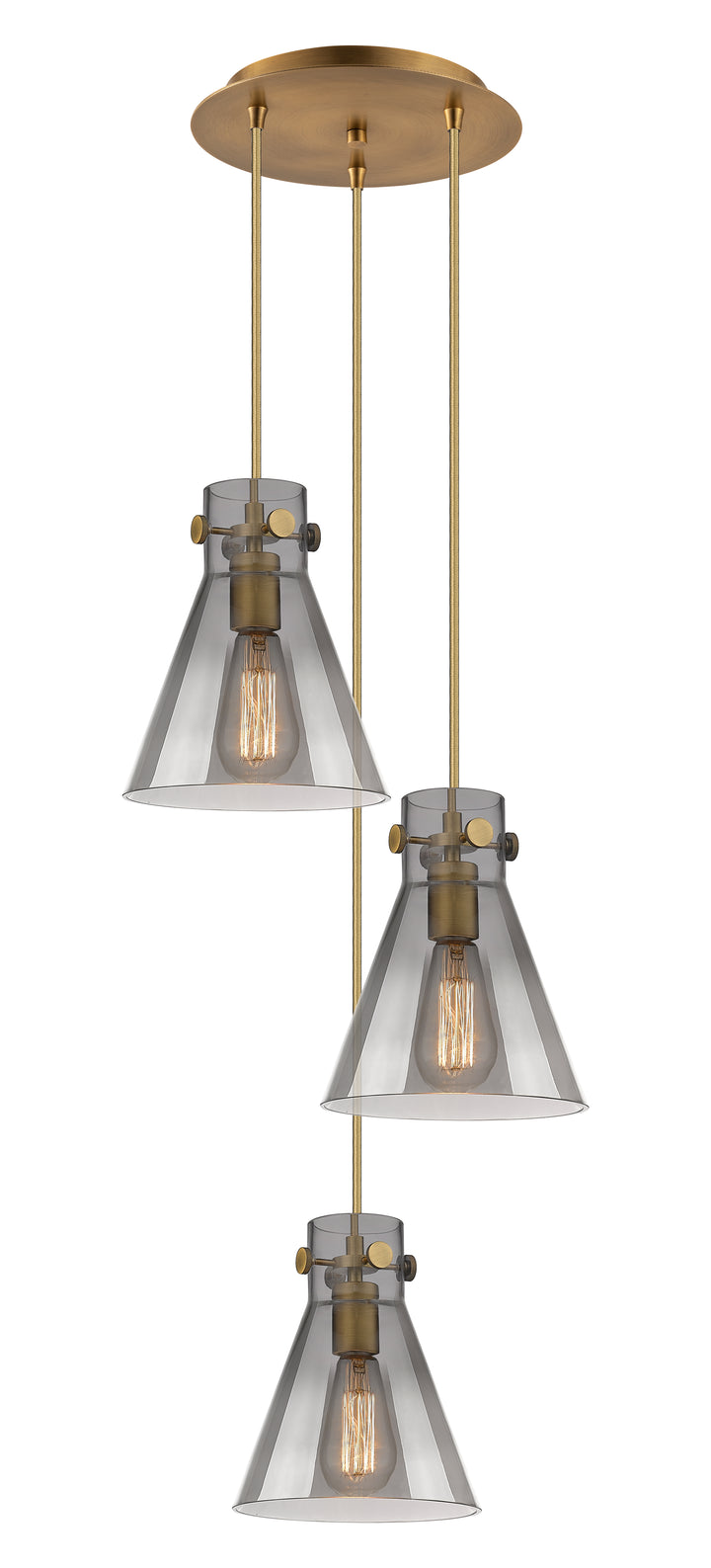 Innovations Lighting Newton Cone 8" Multi Pendant - Brushed Brass Pendants Innovations Lighting   