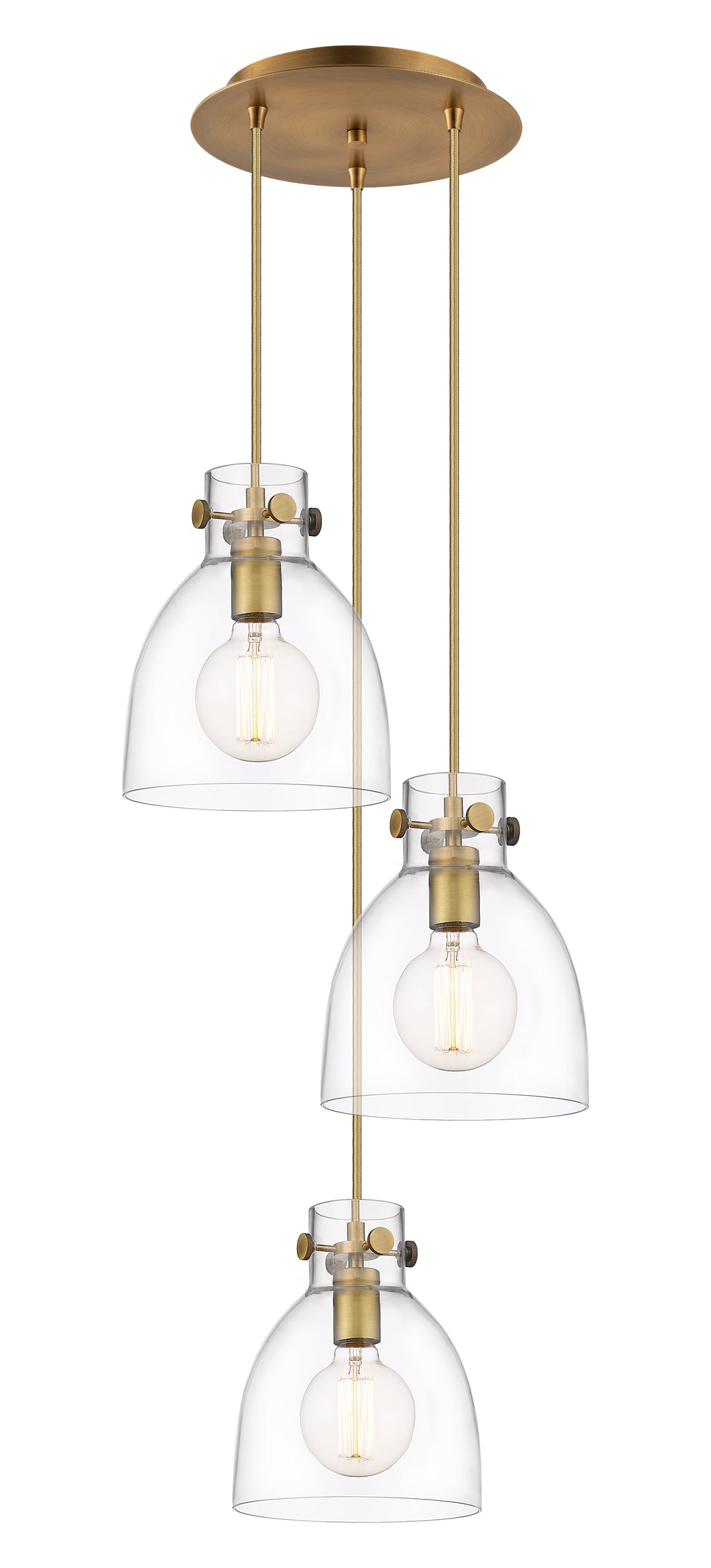 Innovations Lighting Newton Bell 8" Multi Pendant - Brushed Brass Pendants Innovations Lighting   