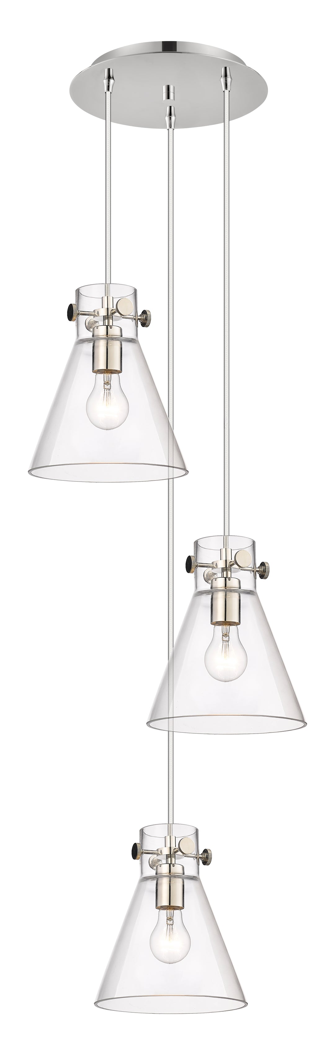 Innovations Lighting Newton Cone 8" Multi Pendant - Polished Nickel Pendants Innovations Lighting   