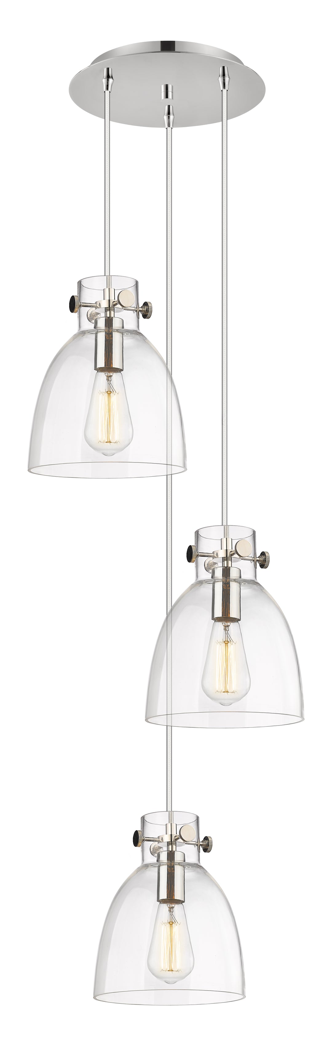 Innovations Lighting Newton Bell 8" Multi Pendant - Polished Nickel Pendants Innovations Lighting   