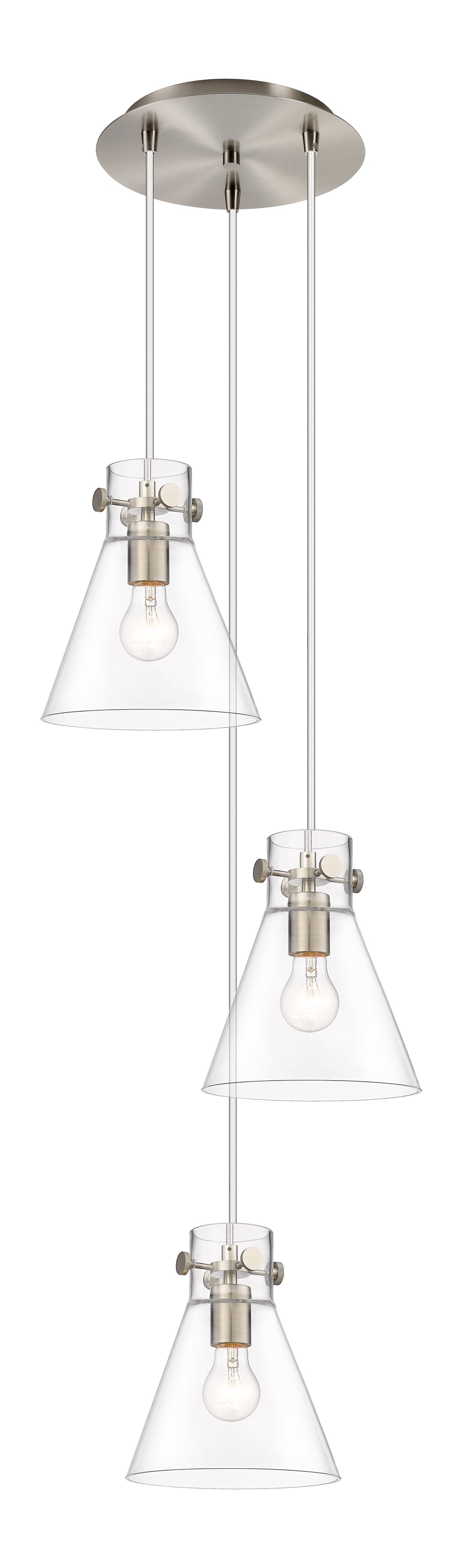 Innovations Lighting Newton Cone 8" Multi Pendant - Brushed Satin Nickel Pendants Innovations Lighting   