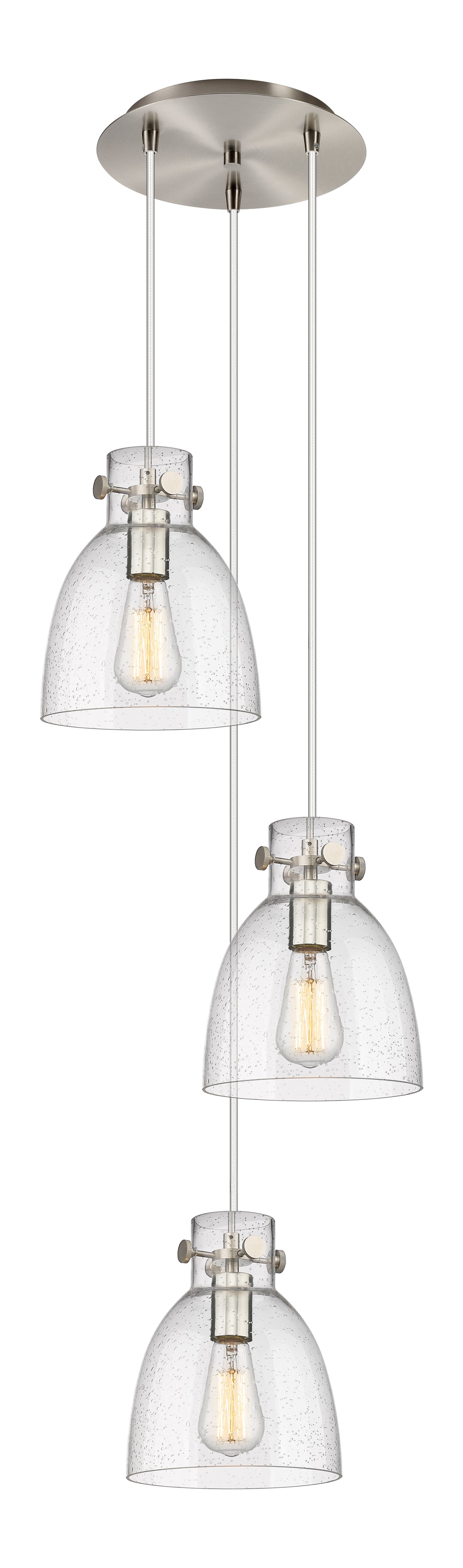 Innovations Lighting Newton Bell 8" Multi Pendant - Brushed Satin Nickel Pendants Innovations Lighting   