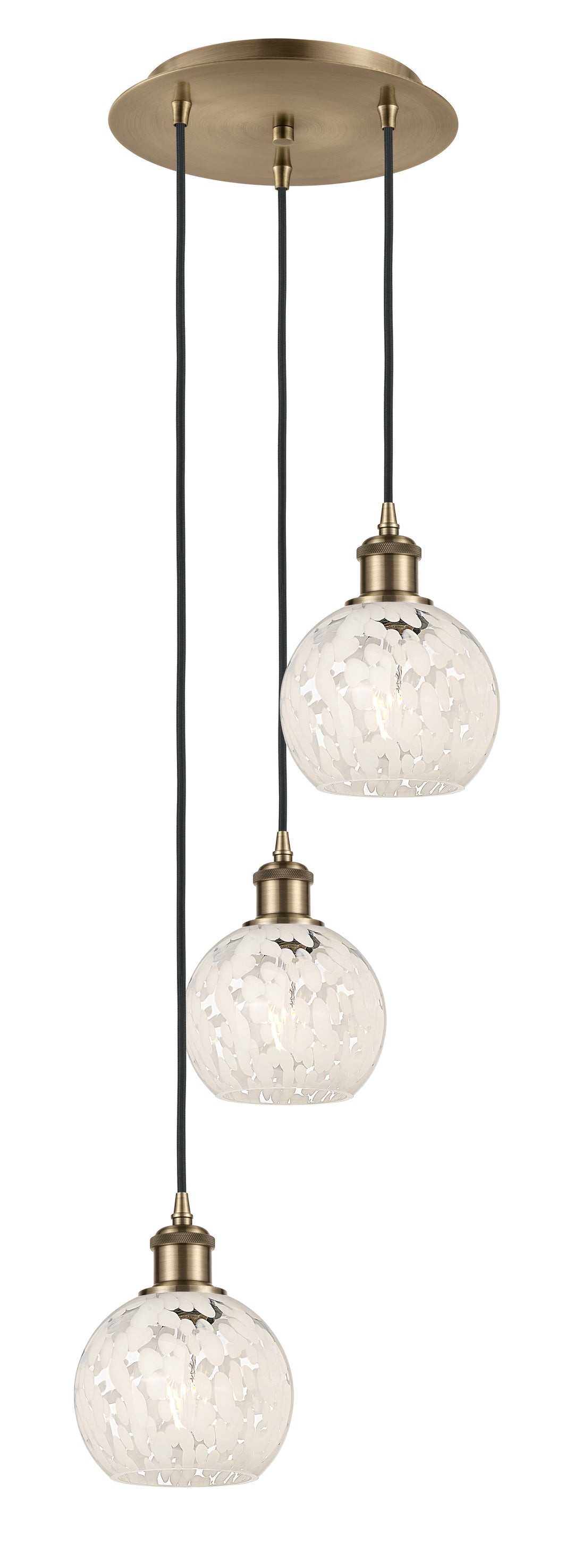 Innovations Lighting White Mouchette 6" Multi Pendant - Antique Brass Pendants Innovations Lighting White Mouchette ; Glass Type: White  