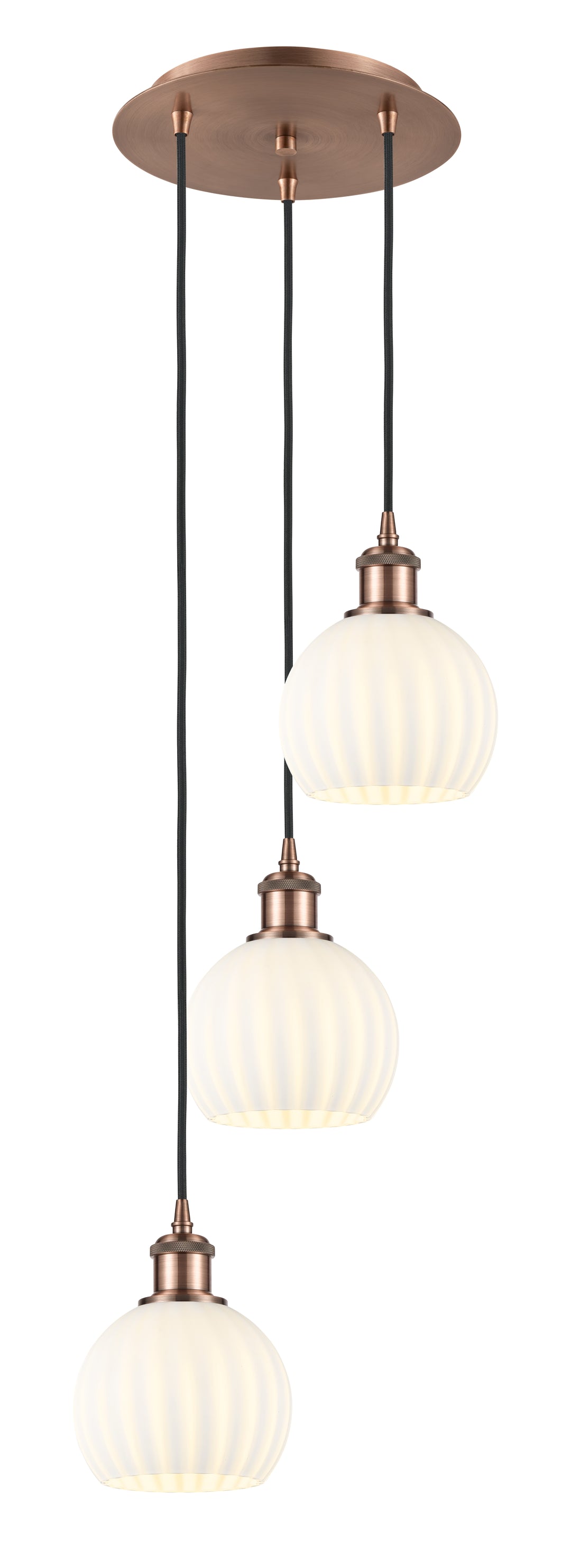 Innovations Lighting White Venetian 6" Multi Pendant - Antique Copper