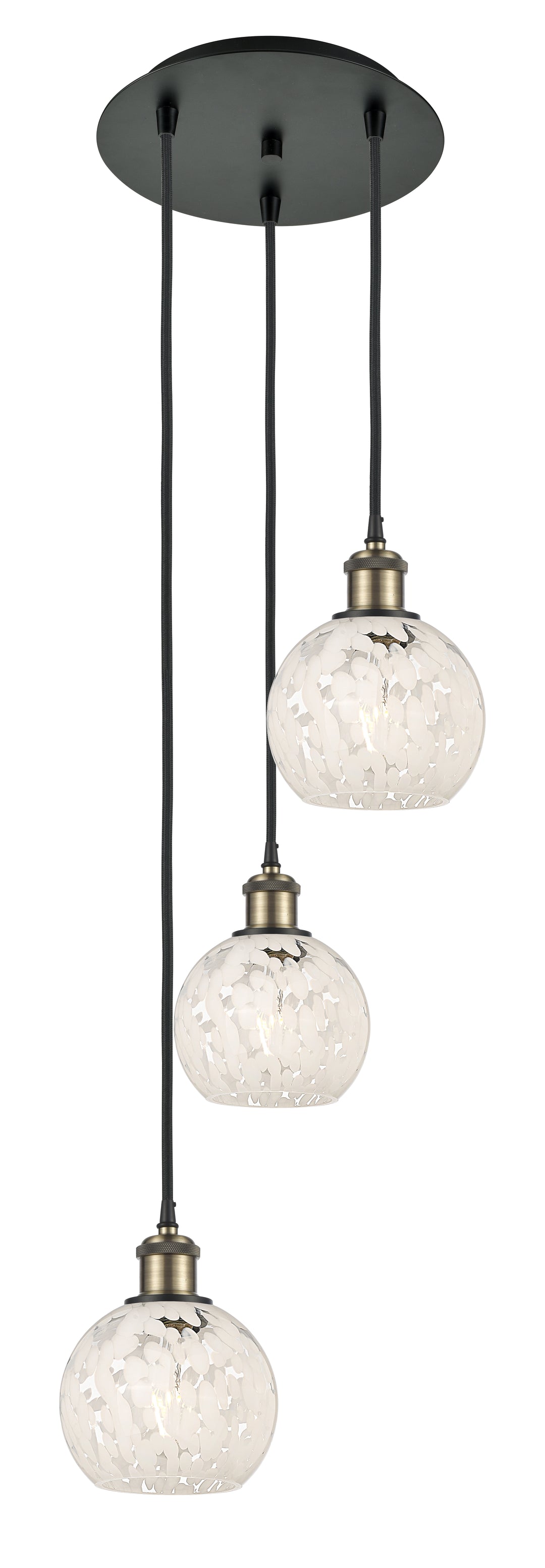 Innovations Lighting White Mouchette 6" Multi Pendant - Black Antique Brass Pendants Innovations Lighting White Mouchette ; Glass Type: White  