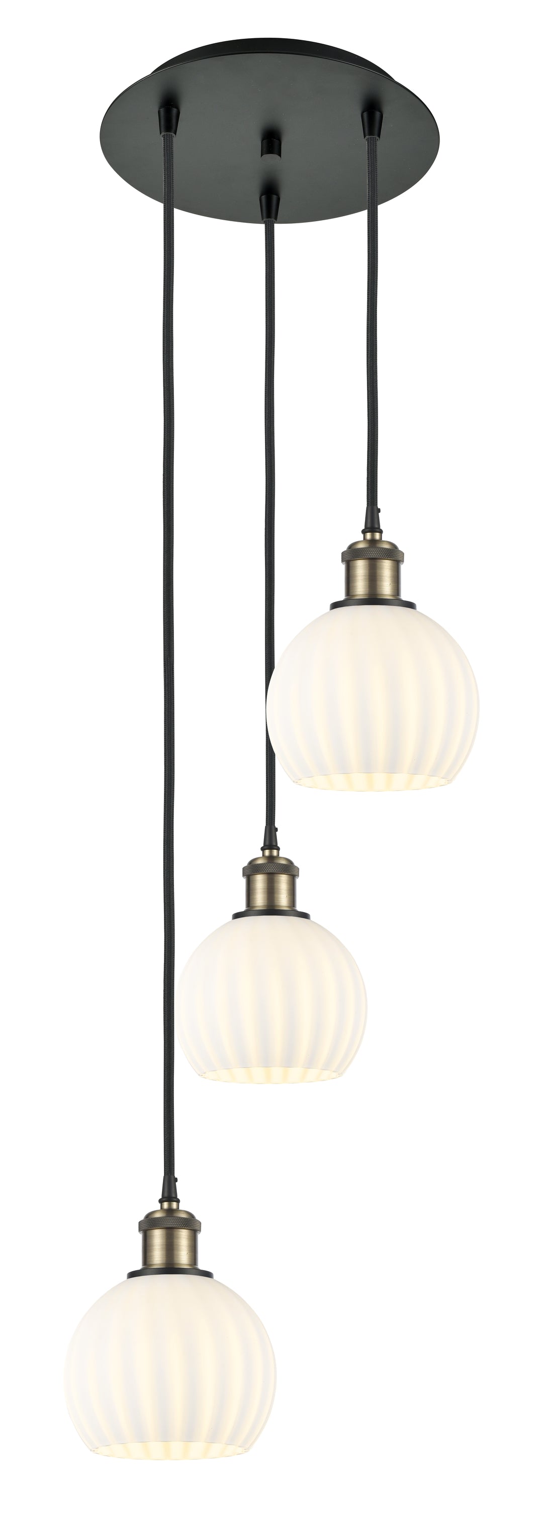 Innovations Lighting White Venetian 6" Multi Pendant - Black Antique Brass Pendants Innovations Lighting White Venetian ; Glass Type: White  