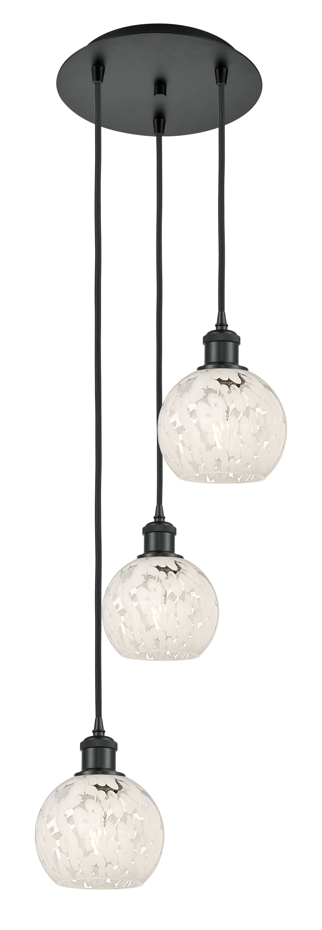 Innovations Lighting White Mouchette 6" Multi Pendant - Matte Black Pendants Innovations Lighting White Mouchette ; Glass Type: White  