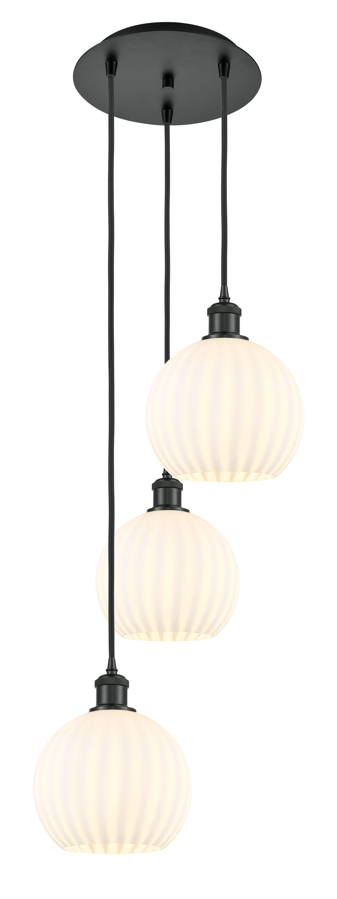 Innovations Lighting White Venetian 8" Multi Pendant - Matte Black Pendants Innovations Lighting White Venetian ; Glass Type: White  