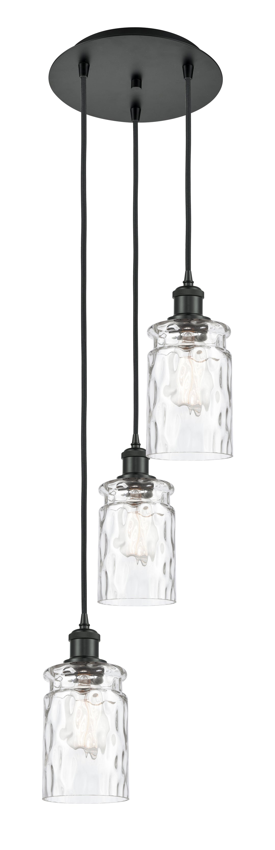 Innovations Lighting Candor 5" Multi Pendant Pendants Innovations Lighting Matte Black Clear Waterglass ; Glass Type: Frosted; Ribbed 