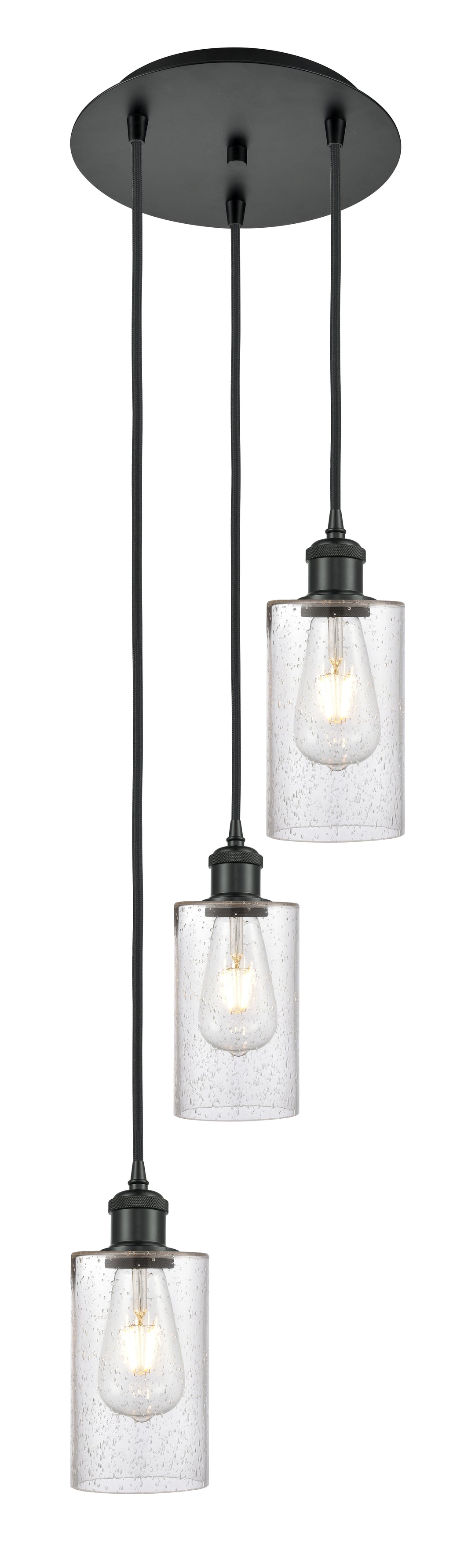 Innovations Lighting Clymer 4" Multi Pendant - Matte Black Pendants Innovations Lighting Seedy ; Glass Type: Transparent  