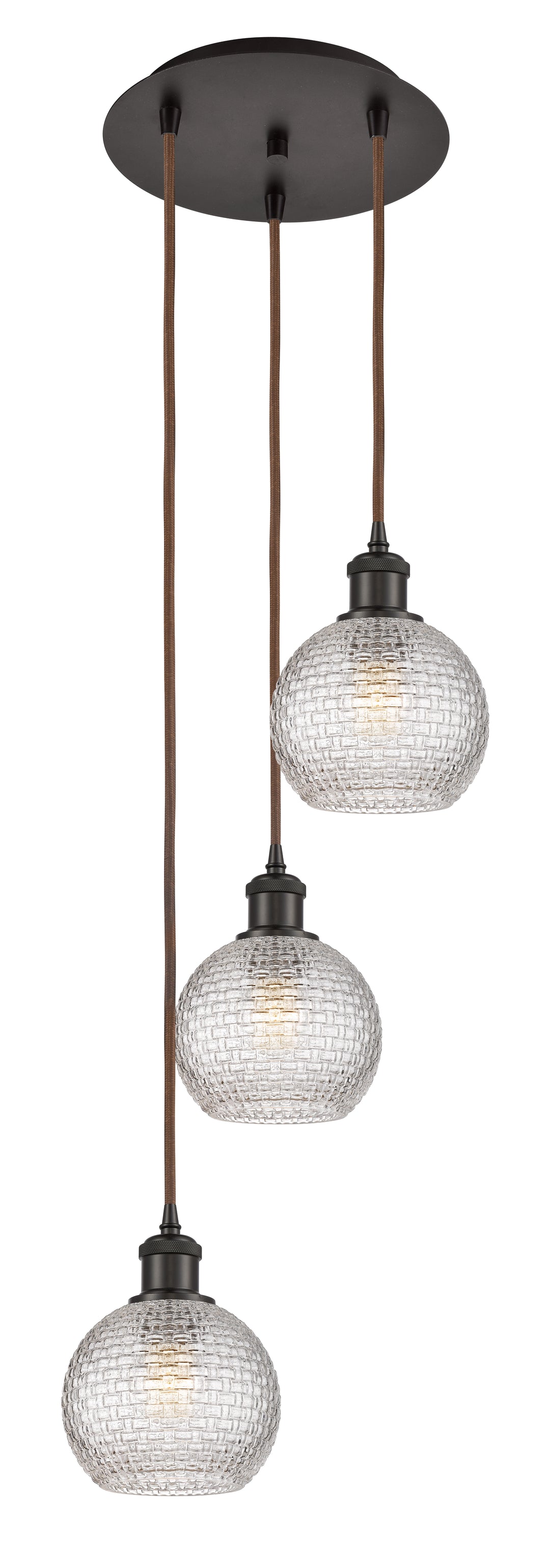 Innovations Lighting Athens 6" Multi Pendant Pendants Innovations Lighting Oil Rubbed Bronze Clear Basket Weave ; Glass Type: Transparent 