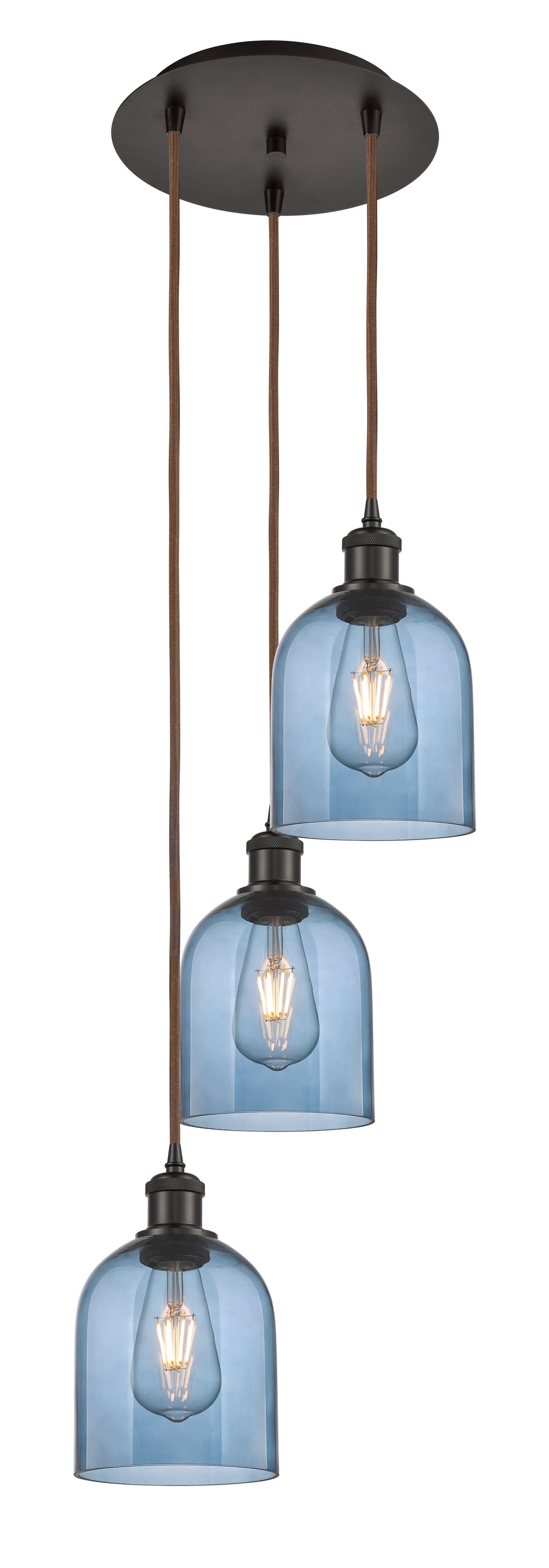 Innovations Lighting Bella 6" Multi Pendant Pendants Innovations Lighting Oil Rubbed Bronze Blue  ; Glass Type: Blue 