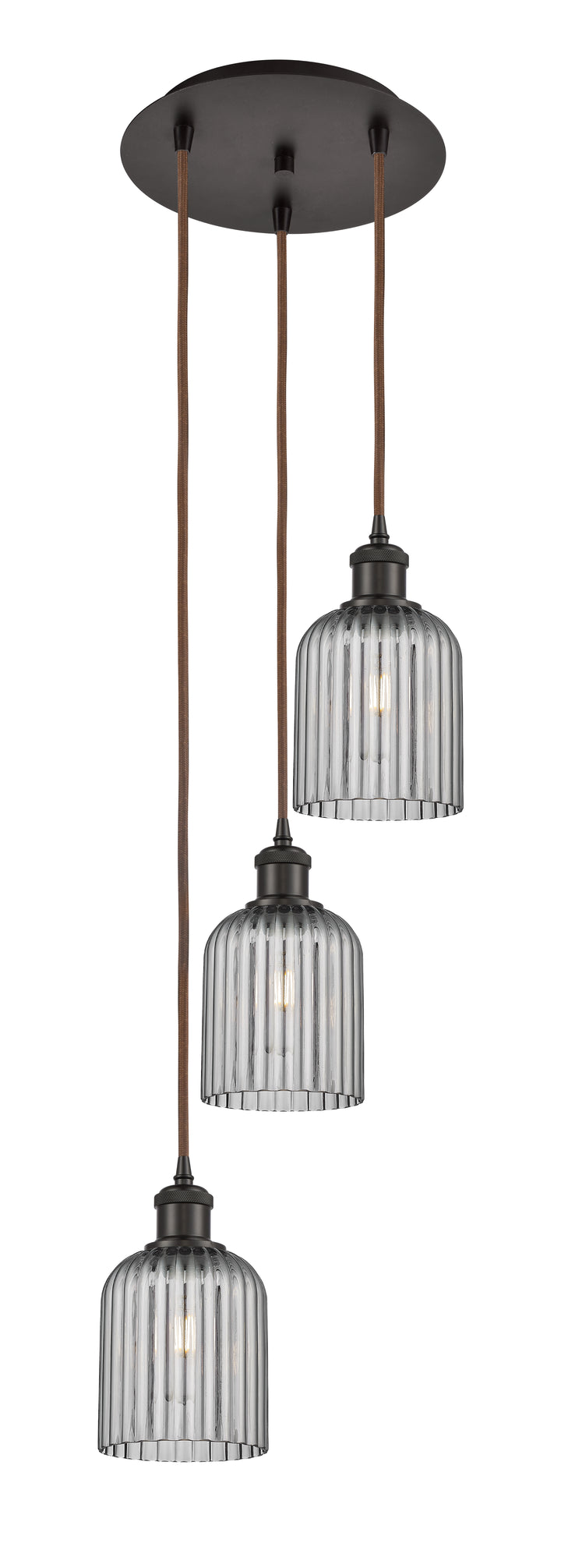 Innovations Lighting Bridal Veil 5" Multi Pendant Pendants Innovations Lighting Oil Rubbed Bronze Light Smoke ; Glass Type: Light Smoke; Ribbed 