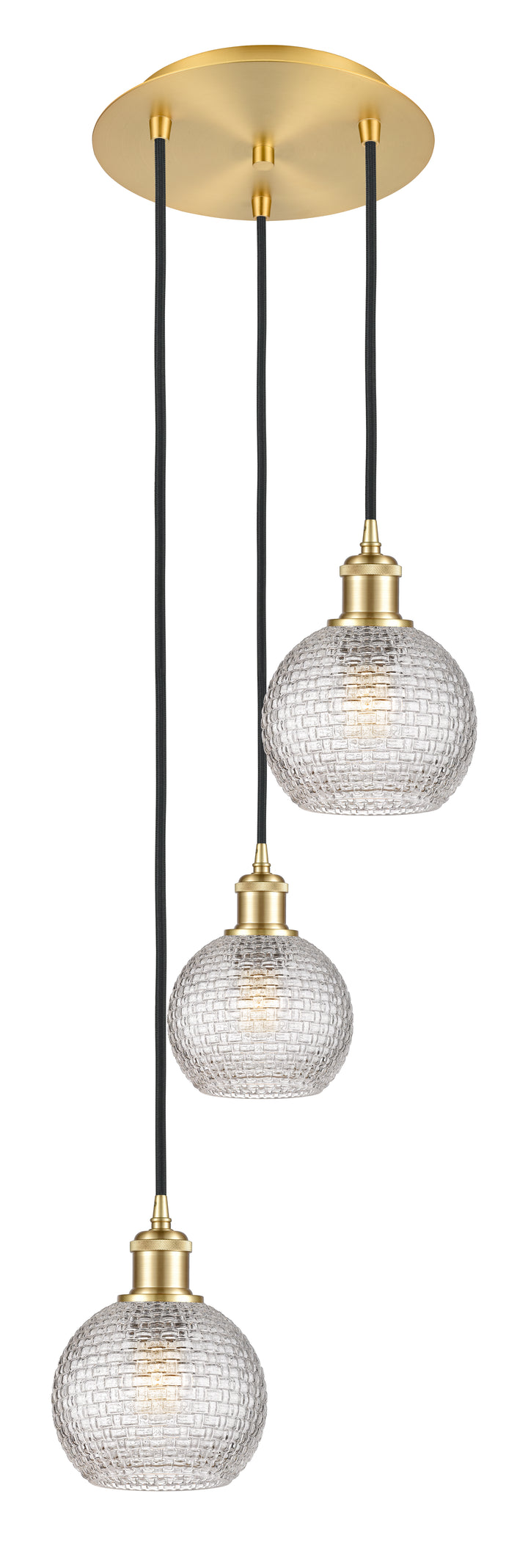 Innovations Lighting Athens 6" Multi Pendant Pendants Innovations Lighting Satin Gold Clear Basket Weave ; Glass Type: Transparent 