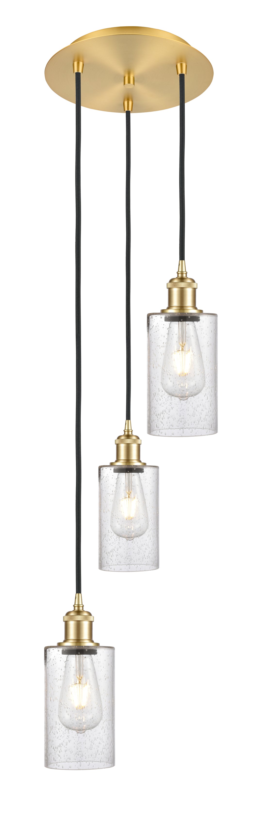 Innovations Lighting Clymer 4" Multi Pendant - Satin Gold Pendants Innovations Lighting Seedy ; Glass Type: Transparent  