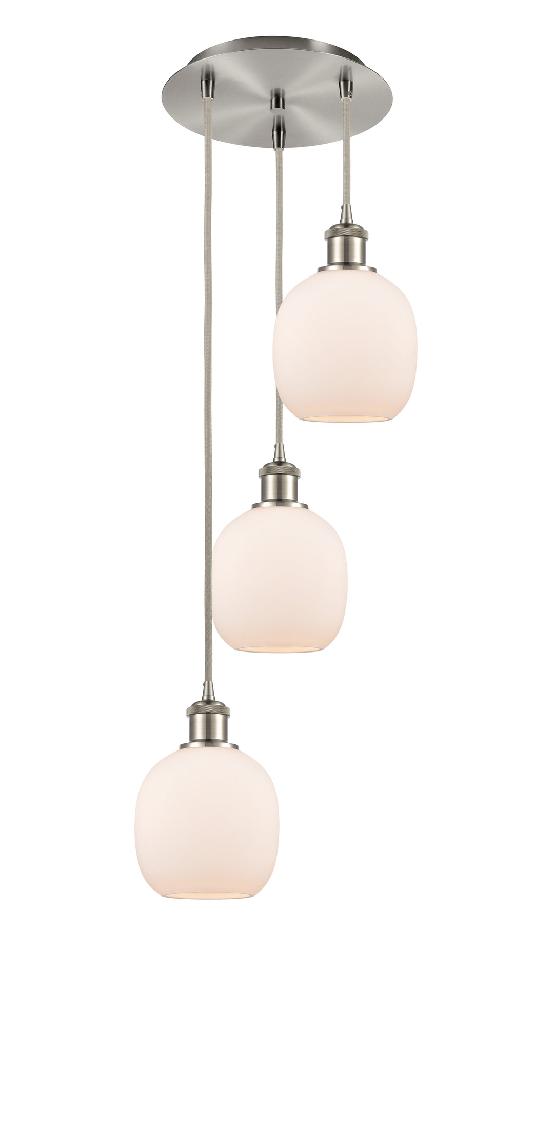 Innovations Lighting Belfast 6" Multi Pendant Pendants Innovations Lighting Brushed Satin Nickel Matte White ; Glass Type: White 