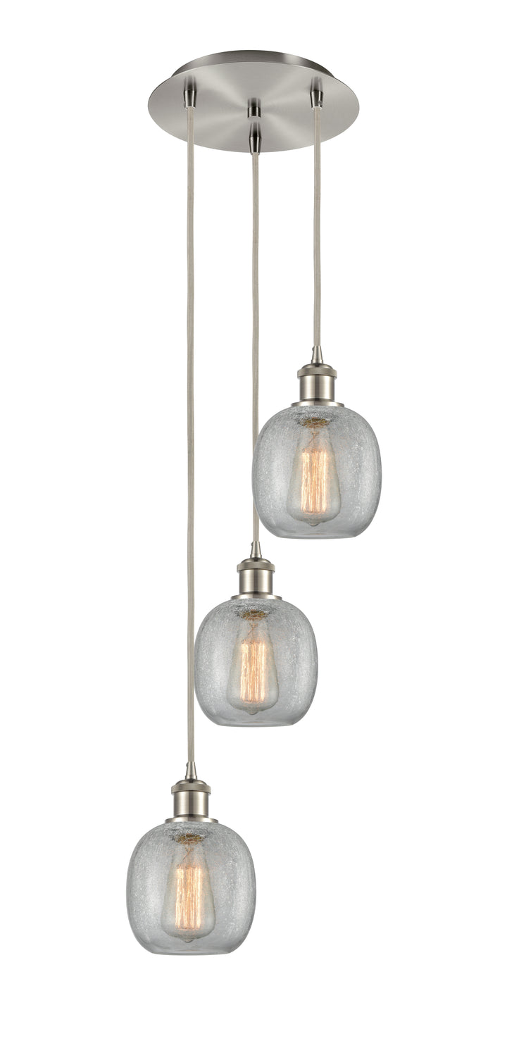 Innovations Lighting Belfast 6" Multi Pendant Pendants Innovations Lighting Brushed Satin Nickel Clear Crackle ; Glass Type: Crackled 