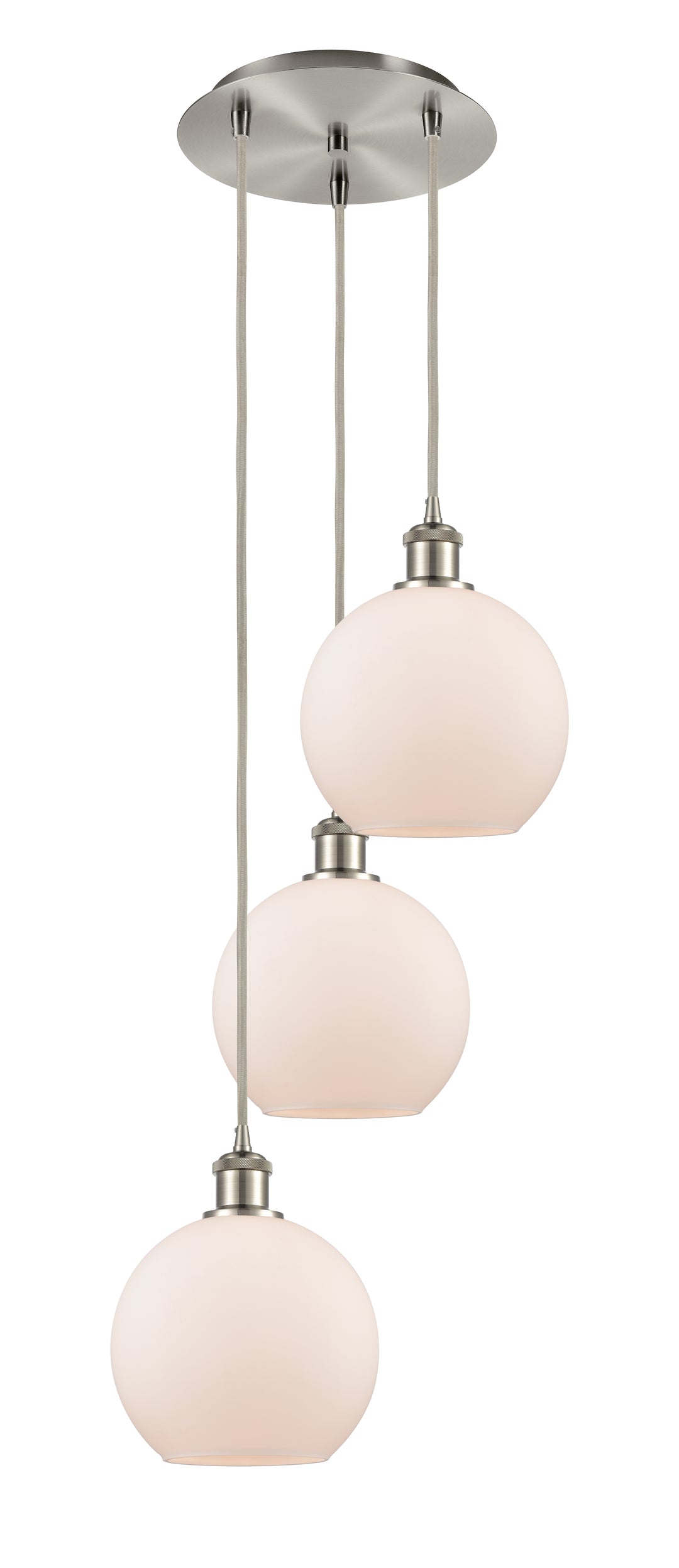 Innovations Lighting Athens 8" Multi Pendant Pendants Innovations Lighting Brushed Satin Nickel Matte White ; Glass Type: White 